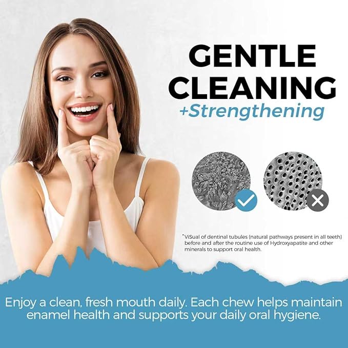 Remineralizing Gum, Hydroxyapatite Gum, 90 Pieces, Xylitol Gum, Good for Teeth Remineralization, Sugar-Free Mint Chewing Gum with Xylitol, Two pills after meals to freshen breath and clean teeth