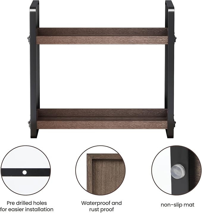 2-Tier Wood Bathroom Counter Organizer – Countertop Shelf, Sink Caddy & Makeup Storage, Brown