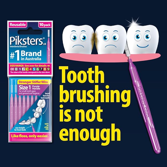Piksters Interdental Brushes, 35 pk, Size 1, Interdental Tooth Brush for Tight Gaps, Gum Soft Bristles for Plaque Removal, Safe for Braces