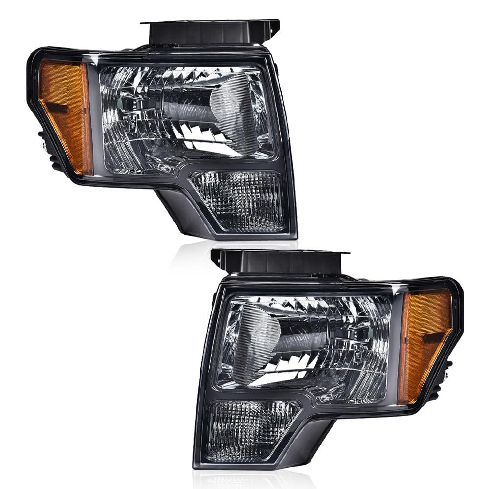 ALLGOOD Headlights Assembly Front Headlamps, Compatible with Ford F150 2009-2014, Left Driver & Right Passenger Side, Smoky Lens