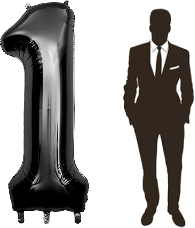 60 Inch Black Number Balloon Large Foil Number Balloons With Base，0-9 Big Number Balloons for Birthday Party Supplies Decorations