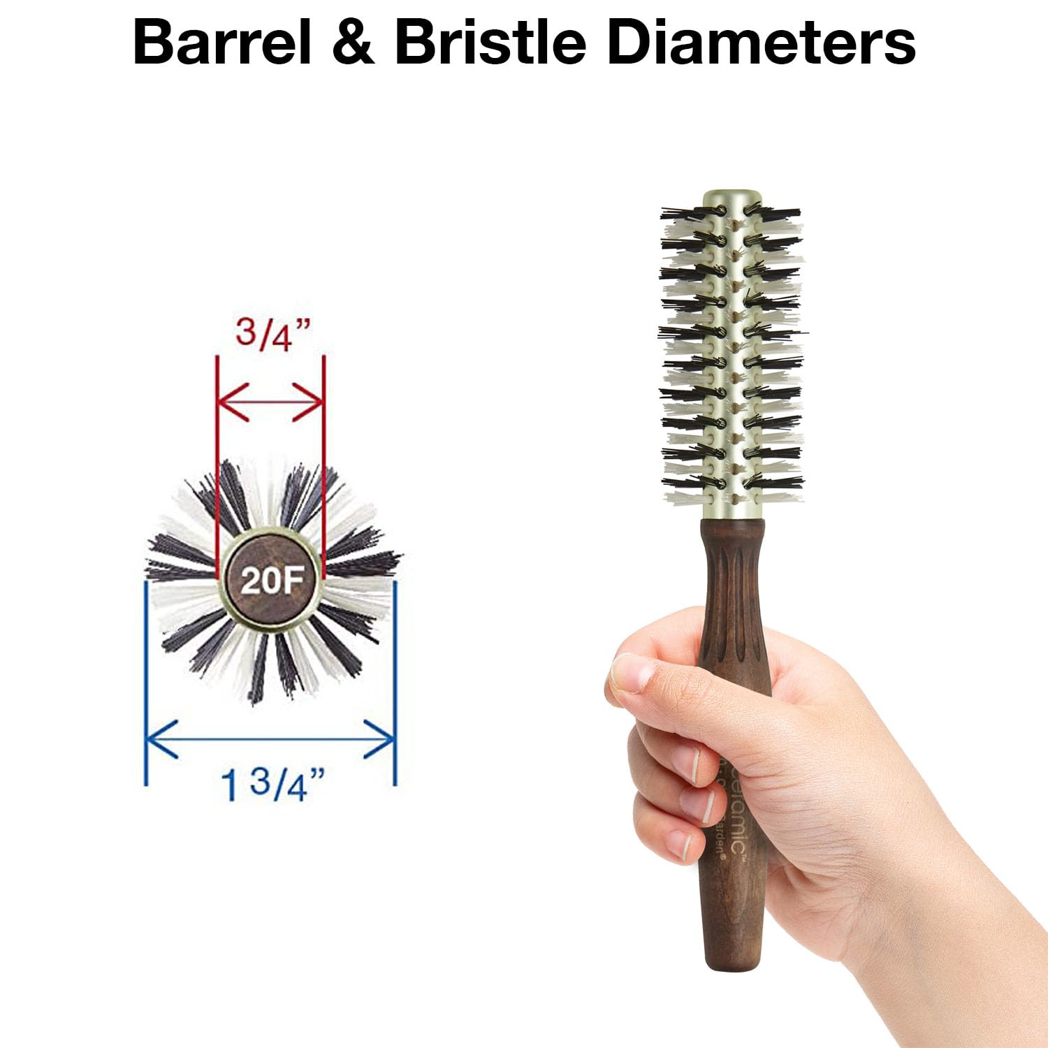 Olivia Garden Ecoceramic Firm Bristles Round Thermal Hair Brush (1 3/4")