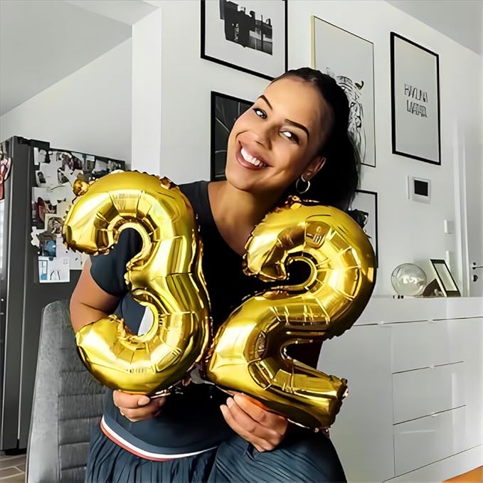 10 Pcs Gold 0-9 Number Mylar Balloons,16 Inch Foil Balloons Mylar Balloons for Party Decorations Party Supplies