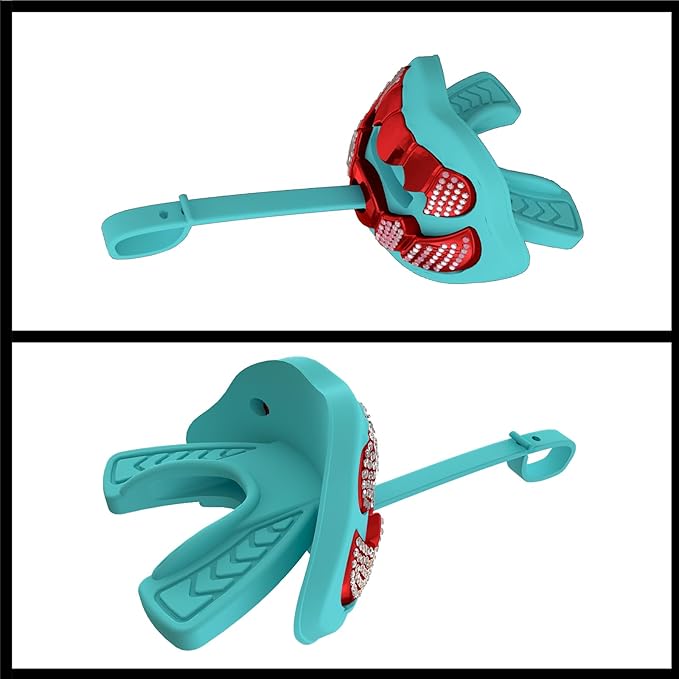 LeCool Football Mouth Guard with Connected Strap- 3D Beast Chrome Adult and Youth Mouth Guard-Mouth Piece for Sports for Maximum Air Flow and Teeth Protection