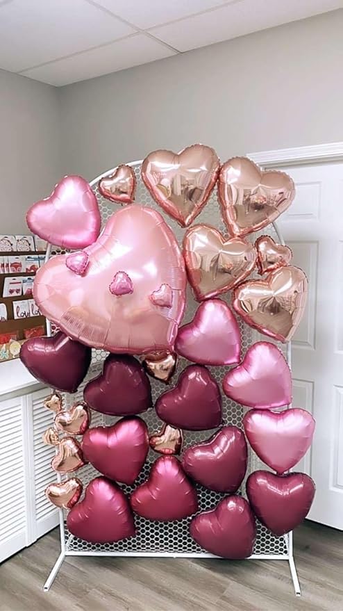 Lovoir 12 Pcs Red Heart Shape Foil Mylar Balloons 18 Inch Love Balloons for Valentine's Day Birthday Party Decorations Wedding Engagement Romantic Decor(Metallic Color)