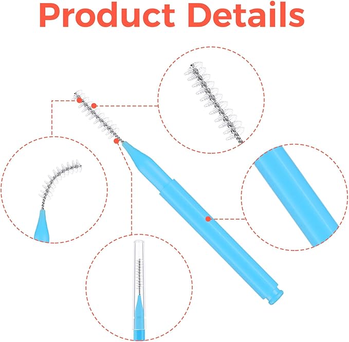 100 Pcs Interdental Brushes, 2 Sizes Braces Flossers for Cleaner Brace Brush Soft Dental Brushe Toothpicks Dental Floss Picks Dental for Braces Oral Cleaning(Red,Blue)