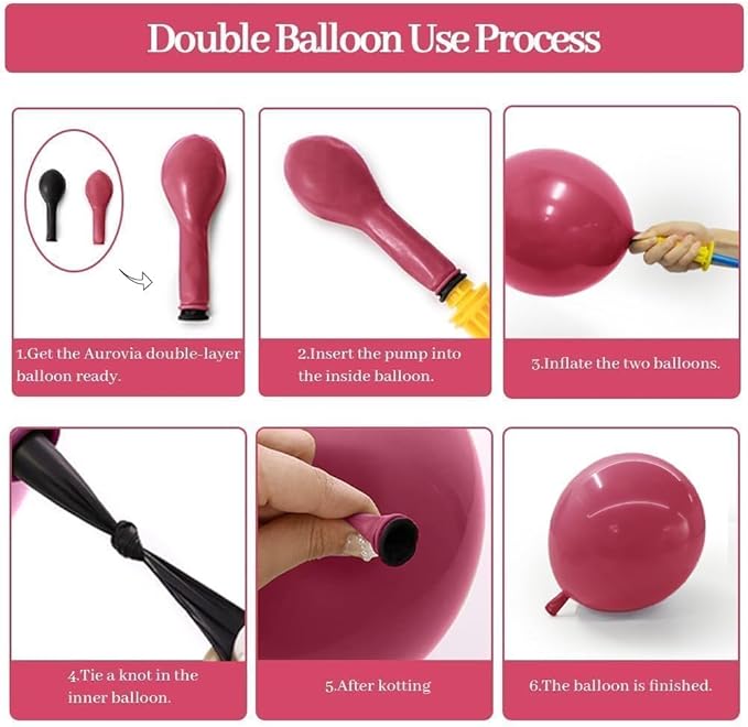 Dusty Rose Pink Balloon Garland Double Stuffed Dark Pink Mauve Pearl White Latex Balloons Blush Cream Balloon Arch Kit for Birthday Bridal Baby Shower Wedding Mother's Day Party Decorations