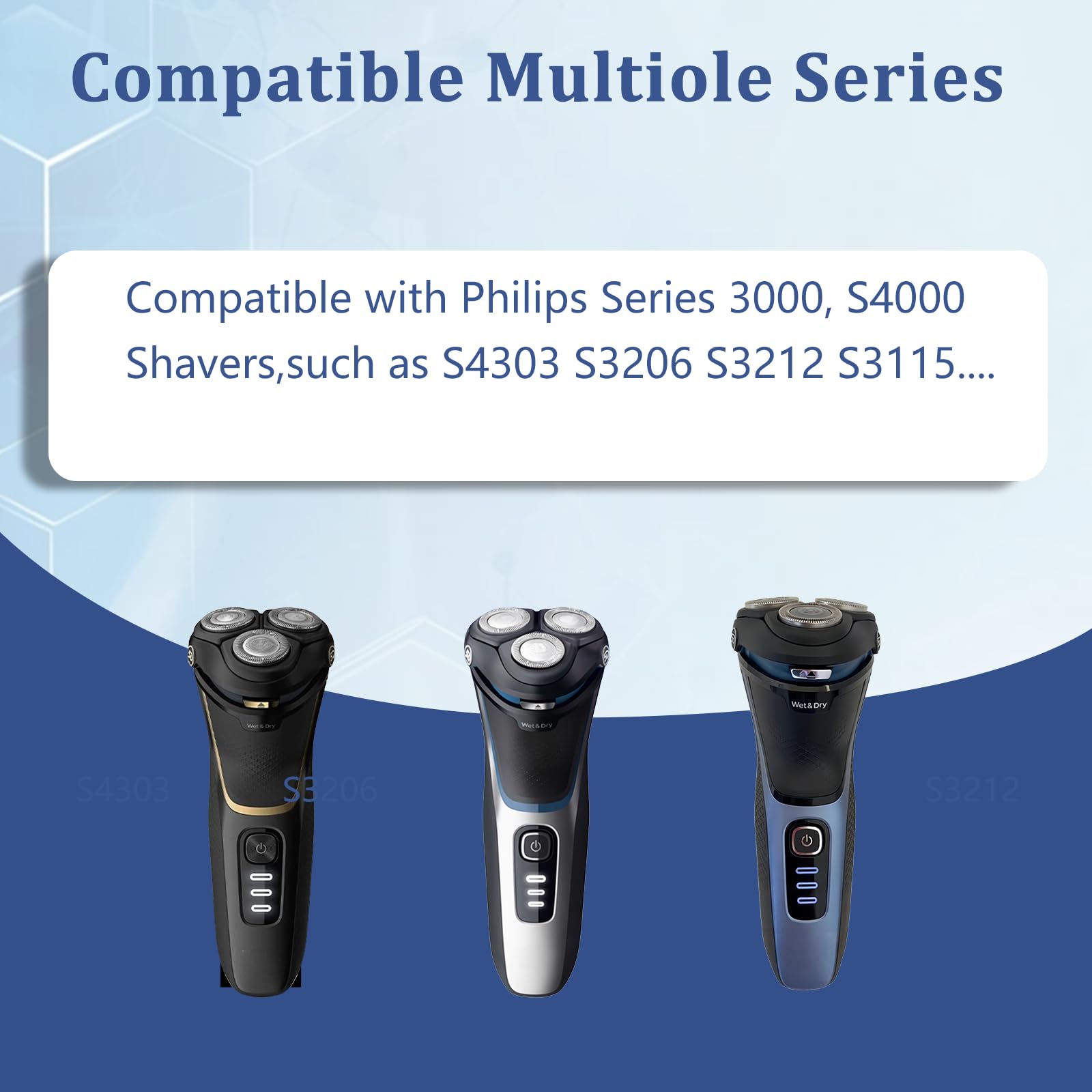 S3000 Replacement Head Holder Compatible with Philips Norelco Aquatec SH30 Shavers,Razor Blades for S3000 Series S3206 S4303,1 Pack