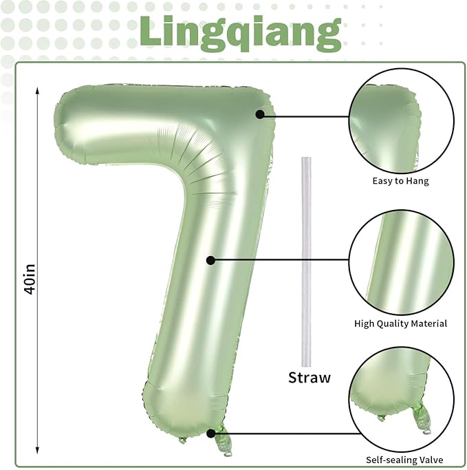 Sage Green Number 17 Birthday Balloons, 40 Inch Large Foil Number 1 & 7 Helium for Girls Boys, Olive Green 17th Birthday for Women Men Anniversary Wedding Jungle Party Decorations