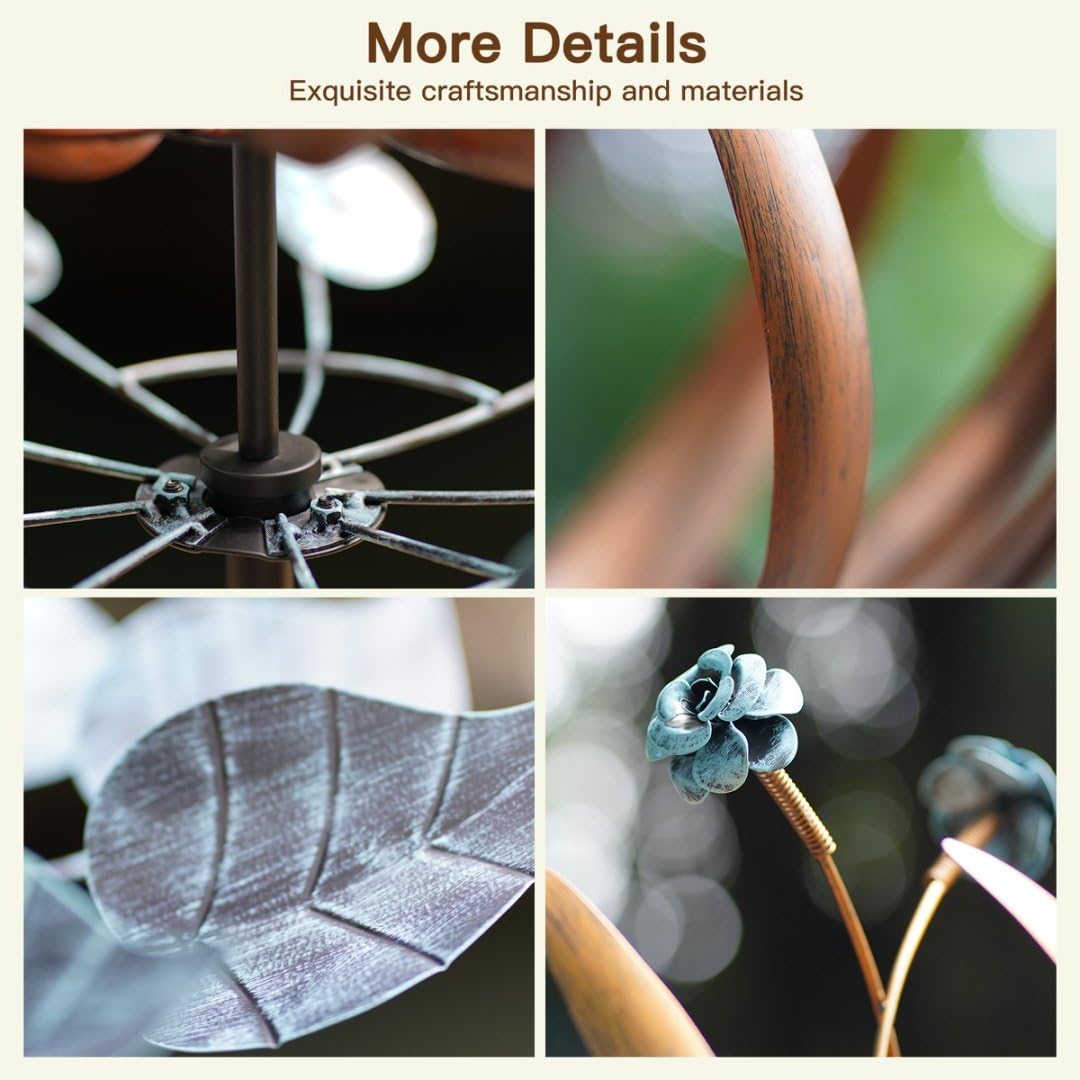 Pure Echo Wind Spinners for Yard and Garden, Wind Spinners Outdoor Large Metal, 84 inch Kinetic Wind Spinner & Wind Sculptures, Windmill Decor(Lotus)