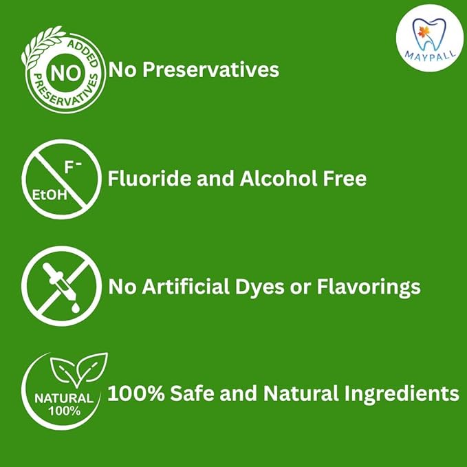Maple and Watermelon Flavored Kid's Mouthwash, Safe to Swallow, Natural, Promotes Healthy Teeth, Gentle Taste, No Burn, Fluoride Free, Alcohol Free, 16.9oz (Pack of 2).
