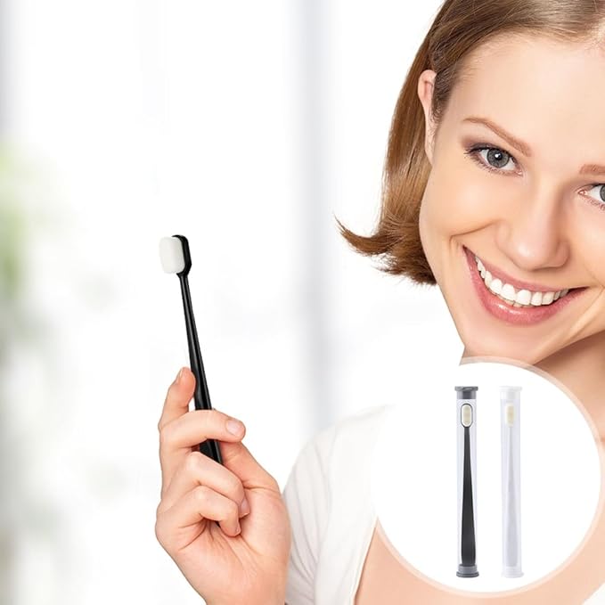 Veemoon Soft Micro-Nano Toothbrush 4Pcs Set with Supple Bristles, Flat Head and Wave Design, Household Oral Care Tool for Adults Teeth Cleaning