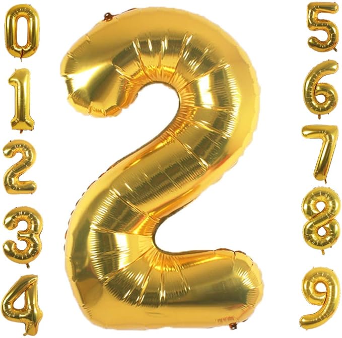 Gold Foil Balloons Number 2, 42 inch