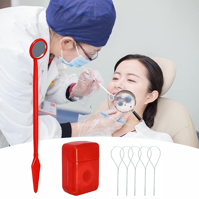 Braces Cleaning Kit for Teeth, Portable Orthodontic Toothbrush Kit Oral Care Dental Travel Kit - Interdental Brush Dental Wax Dental Floss Toothbrush Box (Red)