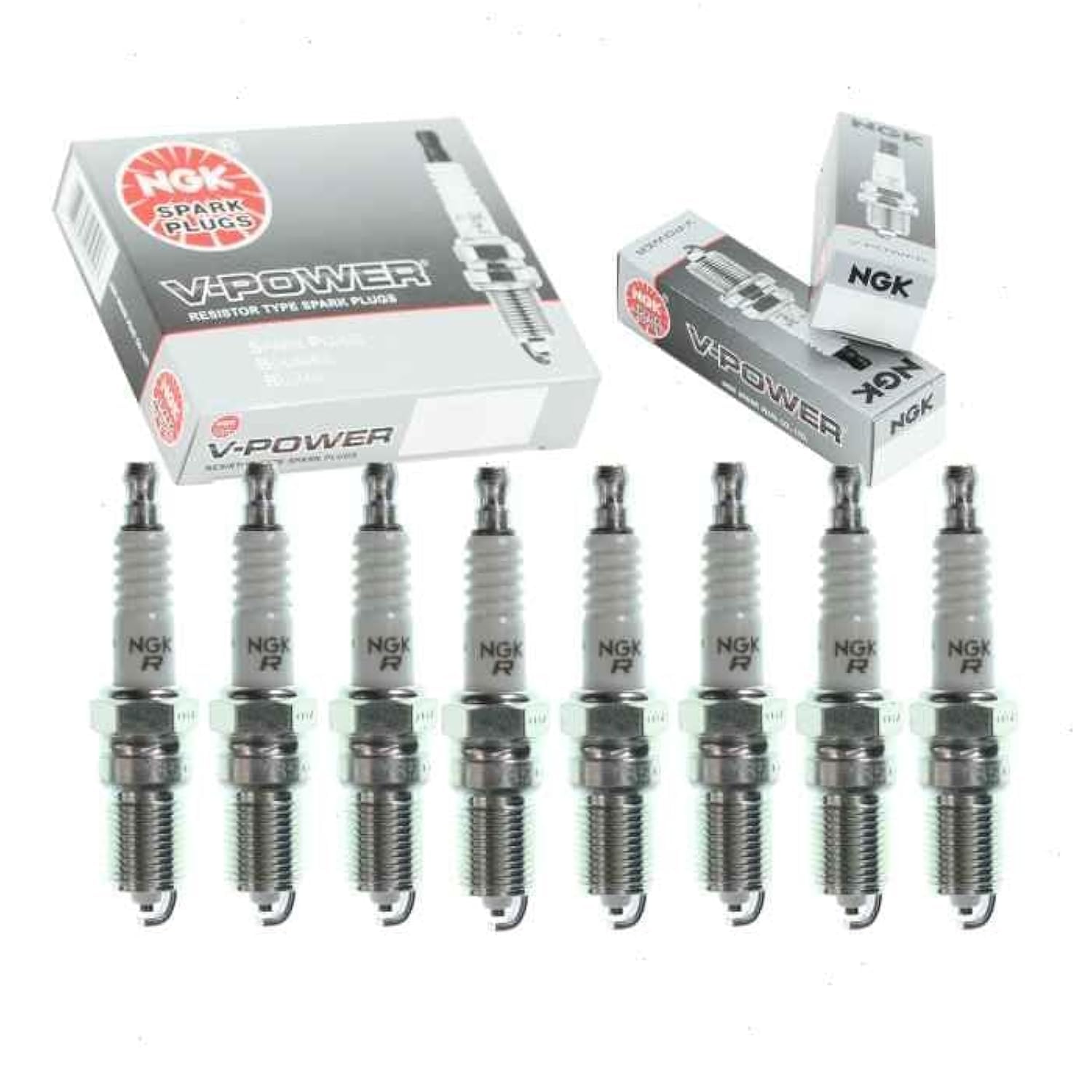 8 pc NGK V-Power Spark Plugs compatible with Chevrolet Suburban 1500 5.3L 6.0L V8 2000-2014