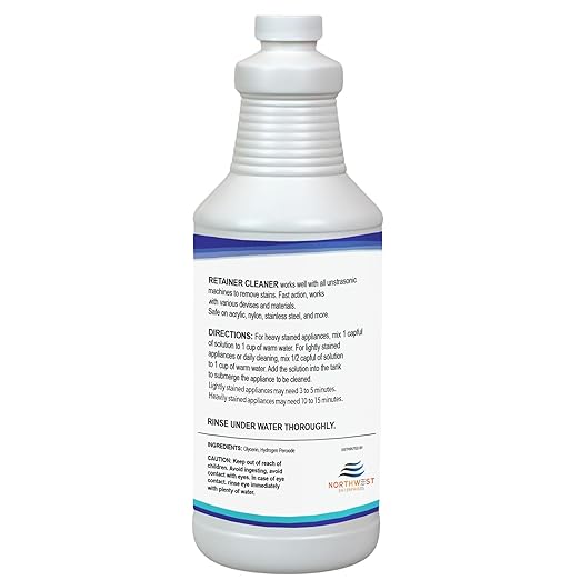 Northwest Enterprises Ultrasonic Retainer Cleaner Solution Concentrate – Multi-Enzymatic, Odor, Stain & Discoloration Remover, For Invisalign, Mouthguards & Nightguards