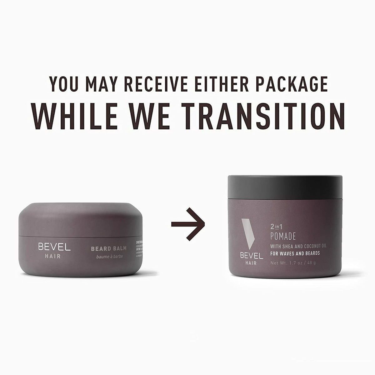 Beard Balm & Hair Pomade by Bevel with Coconut Oil and Shea Butter, Beard Care for Men, 1.7 oz (Packaging May Vary)