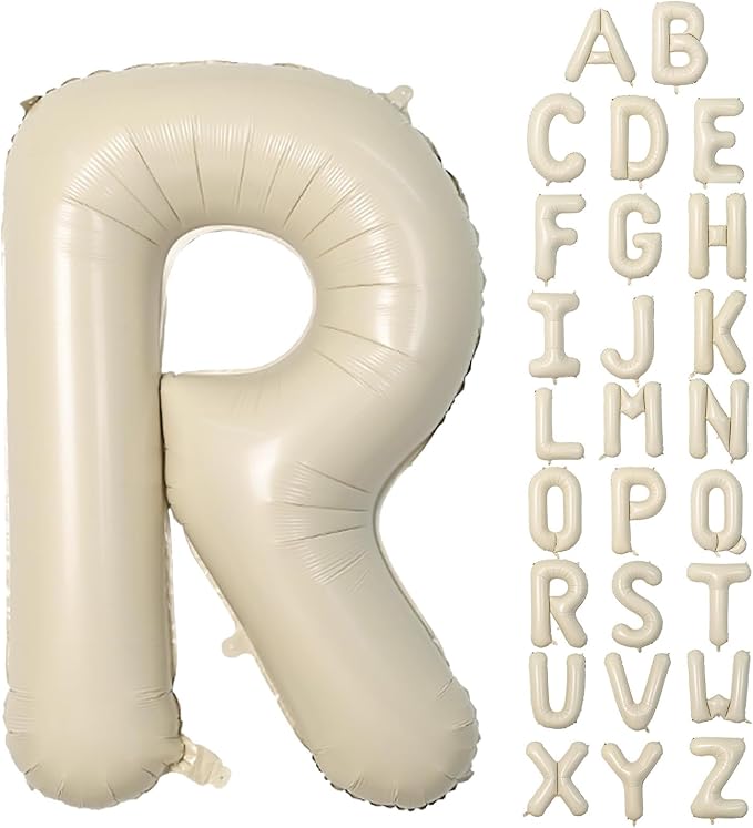 Cream R Letter Balloons,40 Inch Letter R Balloon Beige,Helium Custom Letter Balloon for Birthday Anniversary Party Decorations