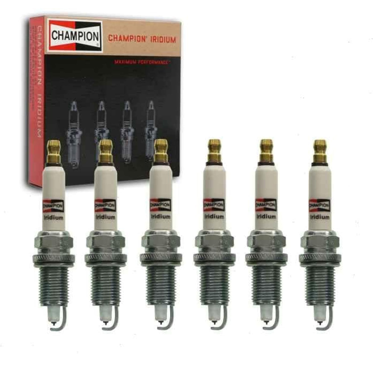 6 pc Champion Iridium Spark Plugs compatible with Jeep Wrangler 4.0L 4.2L L6 1987-2006