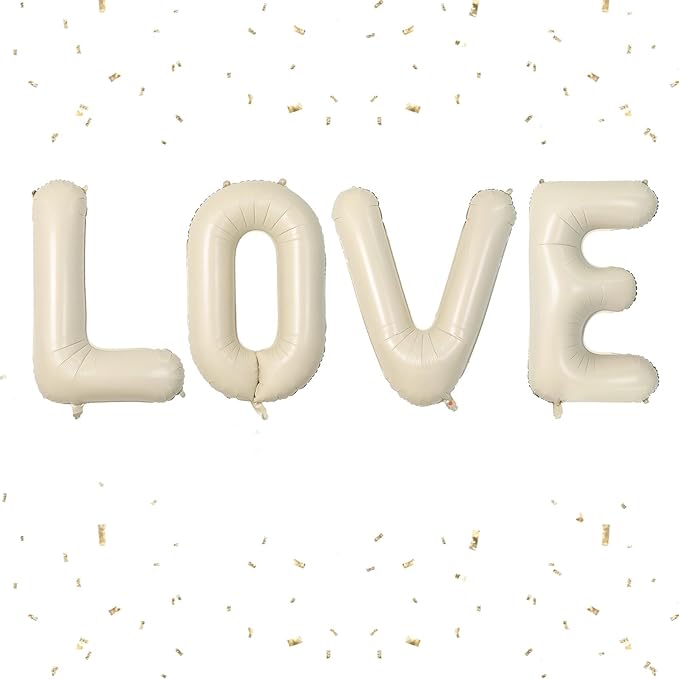 Cream LOVE Letter Balloons,40 Inch Love Balloon Beige Helium Big Nude Balloon for Anniversary Wedding Party Decorations