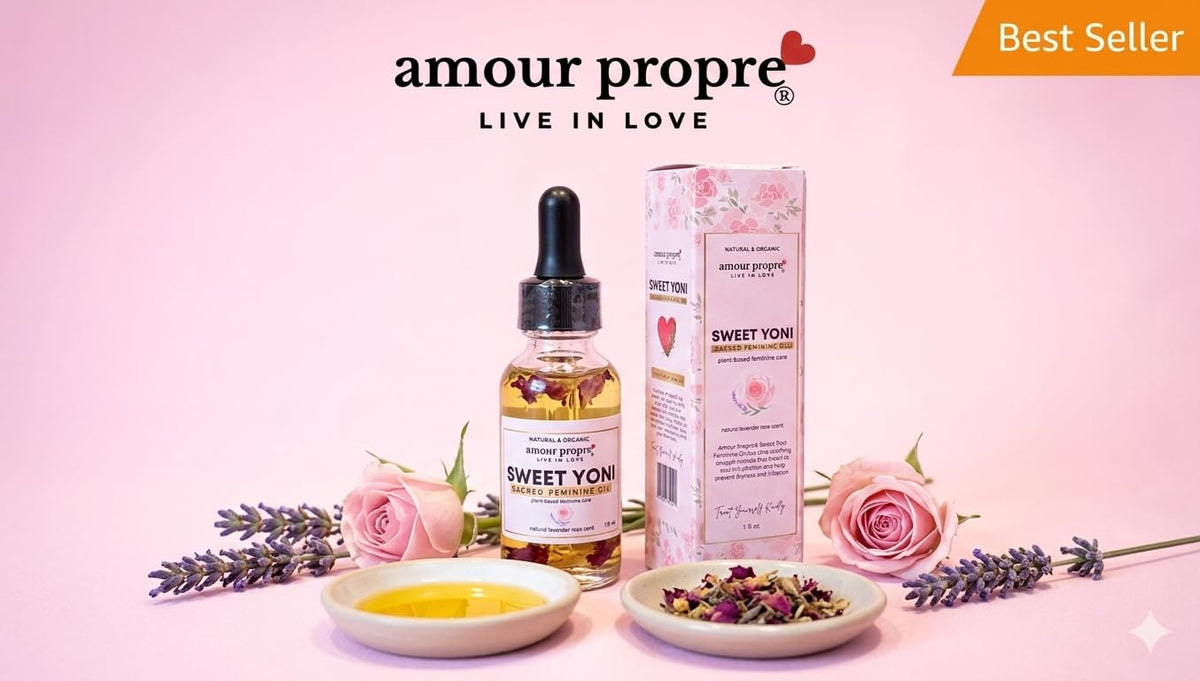 Sweet Yoni Feminine Oil by Amour Propre Plant-Based External Care | Lightweight Hydration | Daily Self-Care Essential | 1oz or 2 oz (2 oz)