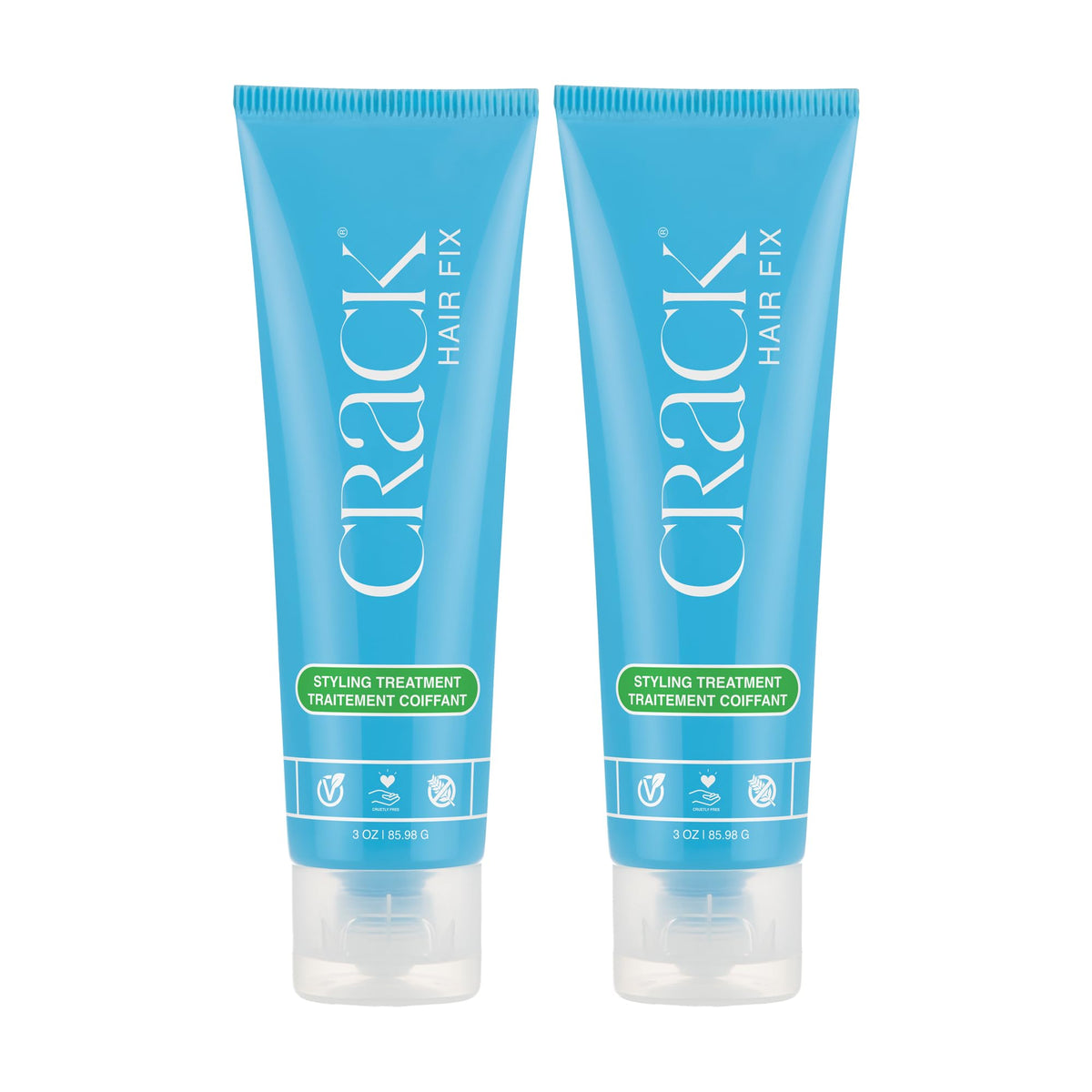 Crack Hair Fix Air Dry Cream - Multi-Tasking, Anti-Frizz, Leave-In Styling Balm with Protection from Humidity, Chlorine, Heat Treatments & Sun, 3 oz, PACK OF TWO