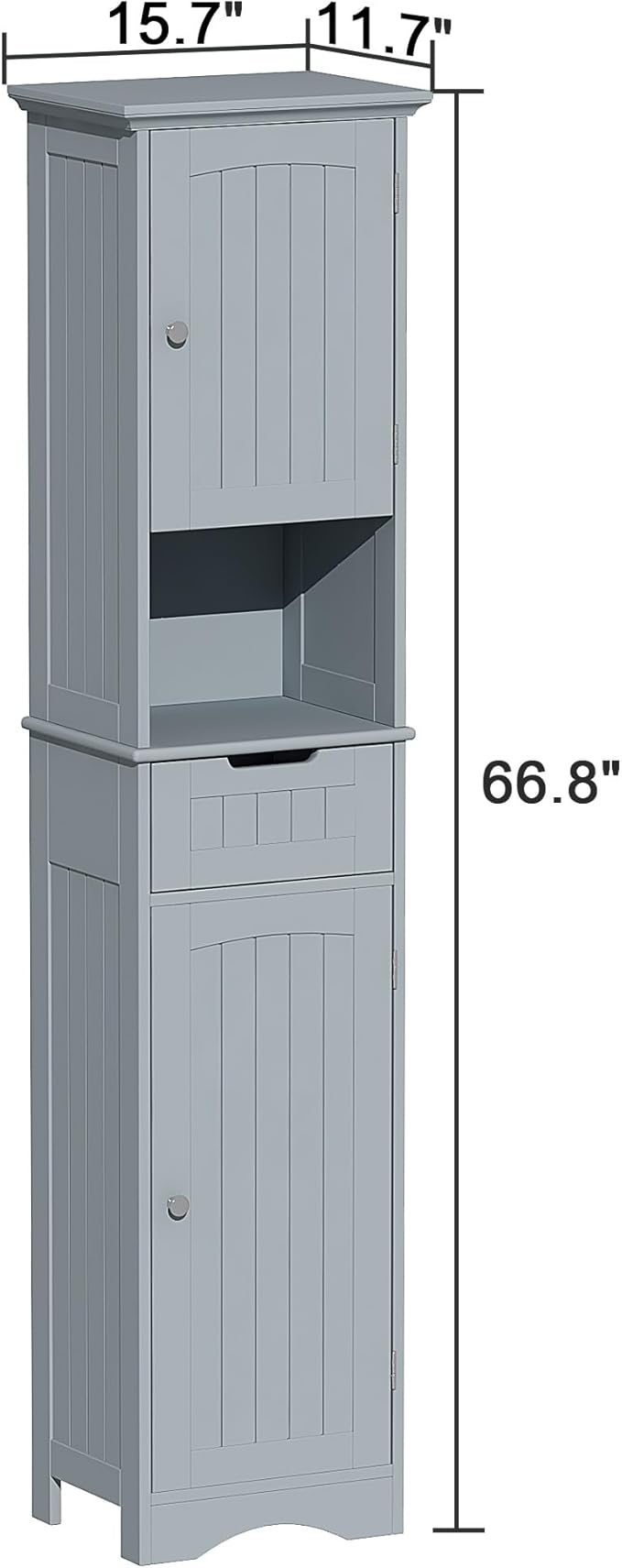 ChooChoo 67" Tall Bathroom Storage Cabinet Freestanding with Adjustable Shelves, Narrow Storage Linen Cabinet with 2 Doors and 1 Drawers for Bathroom, Living Room, Kitchen, Grey