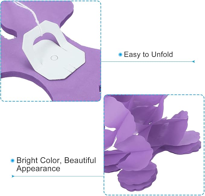 PATIKIL 9.8ft Four-Leaf Garland, 6 Pack Tissue Paper Hanging Flower Garland Reusable Streamers for Party Wedding Backdrop Decorations, Light Purple
