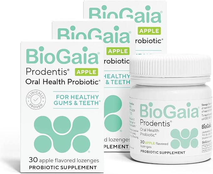 BioGaia Prodentis 3-Pack Bundle | Oral Probiotics | Promotes Healthy Gums & Teeth | Defends Against Bad Breath & Dental Problems | Improves Oral Health | Apple Flavored Dental Probiotic Lozenge