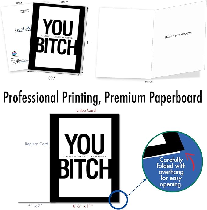 NobleWorks Jumbo Funny Birthday Greeting Card 8.5 x 11 Inch with Envelope (1 Pack) Big, Jumbo Bday You B... J8672