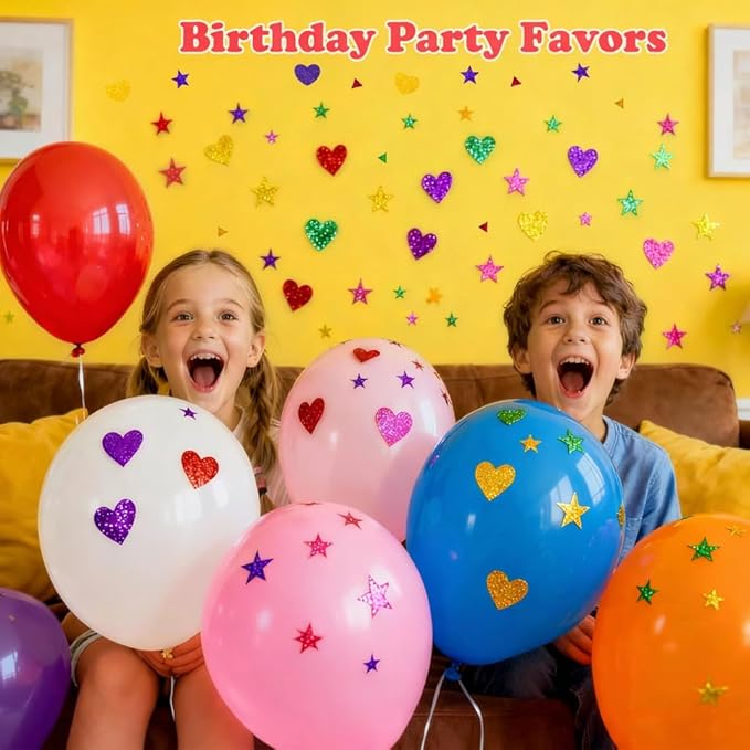 Stickers for Kids - 280 PCS Glitter Foam Reward Stickers for Kids Classroom | Self Adhesive Stars Mini Heart Shapes Glitter Stickers for Teachers Students - Arts Craft Scrapbook Supplies Party Favors