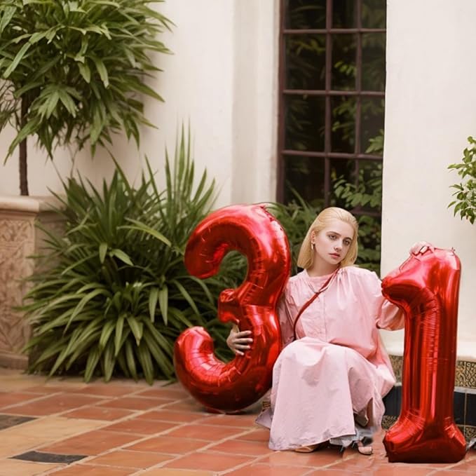 40 Inch Red Number 6 Balloon Large Red Foil Balloon Red 6 Balloons Mylar Helium Balloon for 6th Birthday Party Decorations Girls Boys Baby Shower Wedding Anniversary Decoration