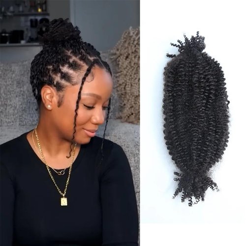 ARUKIHAIR Human Hair Springy Twist Hair Extensions 100% Human Hair Springy Afro Twist Hair Extensions Natural Color 20 Inch 100g