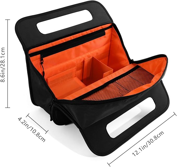 CONTAIL 13 Inch 3L 4-in-1 Travel Essentials Organizer, Small Business Handbag, Suitcase Drink Holder,Phone Tablet Holder,Airport Accessories Storage,Black