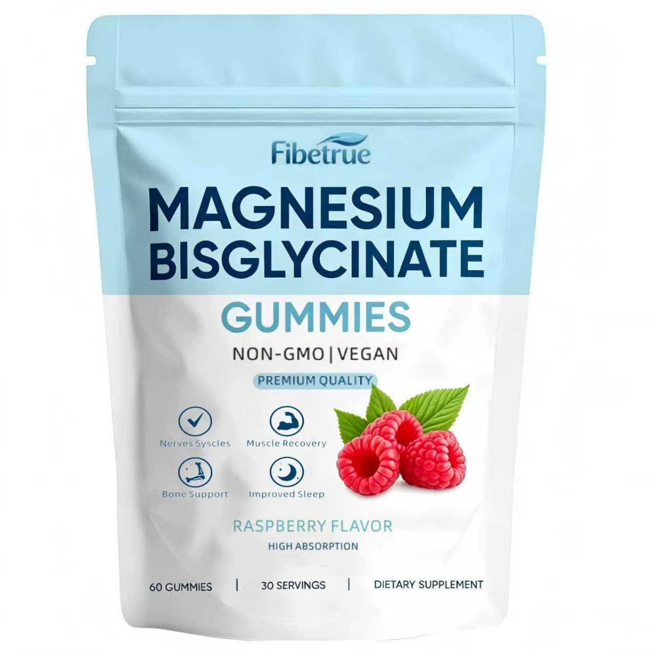 Magnesium Glycinate Gummies 400mg – High Absorption Chelated Magnesium for Sleep, Muscle & Nerve Support – Vegan Raspberry Flavor, 60 Gummies