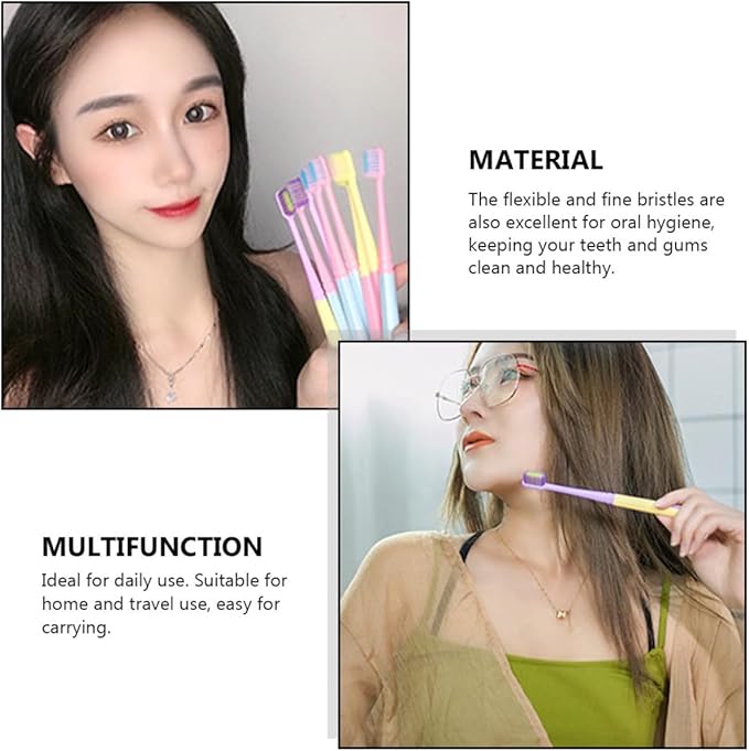8Pcs Flexible Bristle Toothbrush with Small Heads for Adults Women and Men Soft Bristles for Deep Cleaning Gums and Plaque Removal Suitable for Fresh Breath and Daily Oral Care