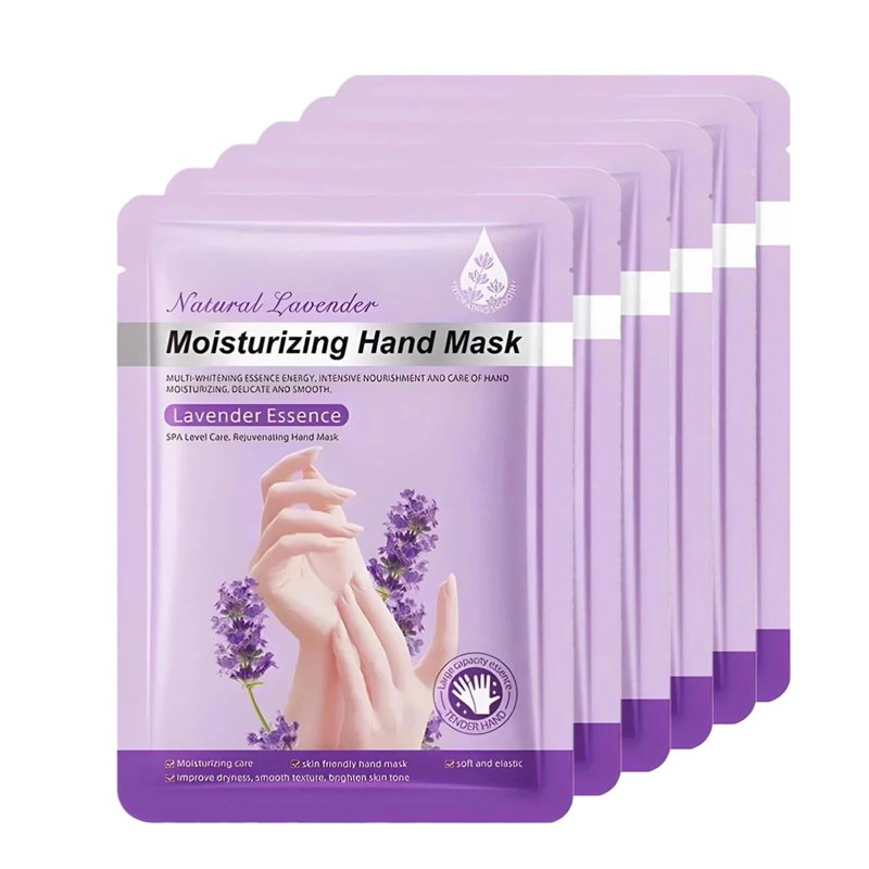 Chicwe 6 Pairs of Hand Masks Moisturizing Glove, Hydrating Hand Masks for Dry Peeling Hands, Exfoliating Collagen Gloves for Smooth Hands (Lavender)