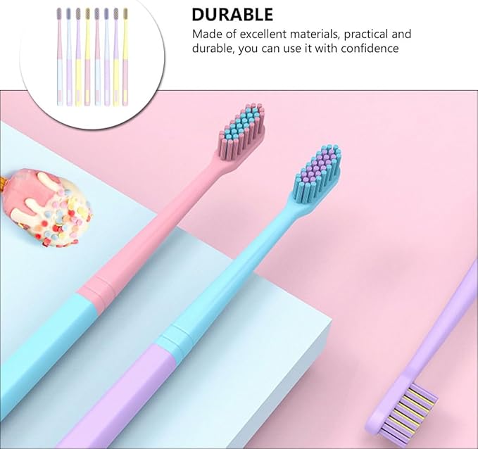 HAPINARY Soft Bristle Toothbrush for Adults 8pcs Travel Toothbrush Set, Small Head Portable Oral Care Brush with Soft Nylon Bristles, Household Tooth Cleaning Tool Suitable for Travel and