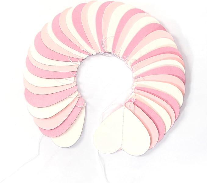 Pink-White Girls Birthday Party-Decorations Heart-Garland - 52Ft Valentines Day Proposal Galentines Wedding Paper Streamers Banner,Baby Bridal Shower Engagement Bachelorette Decor Lasting Surprise