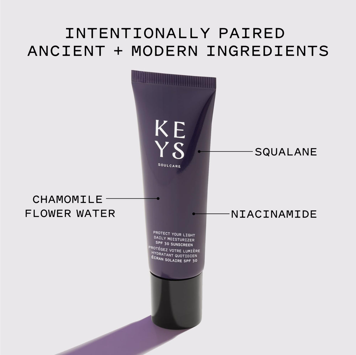 Keys Soulcare Protect Your Light Daily Moisturizer SPF 30 Sunscreen, Lightweight Formula with UVA+UVB Protection, Vegan, Cruelty-Free, 1.69 Fl Oz