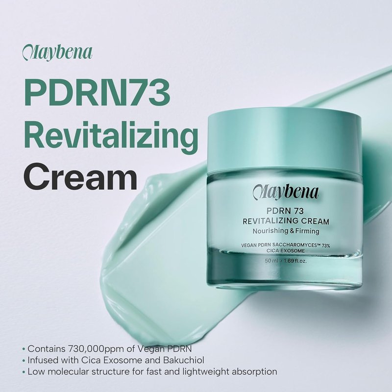 Maybena PDRN 73 Revitalizing Cream (73% Plant PDRN, Fast Absorbing Formula) – Korean Beauty Skin Care Moisturizer for Face Skincare Facial