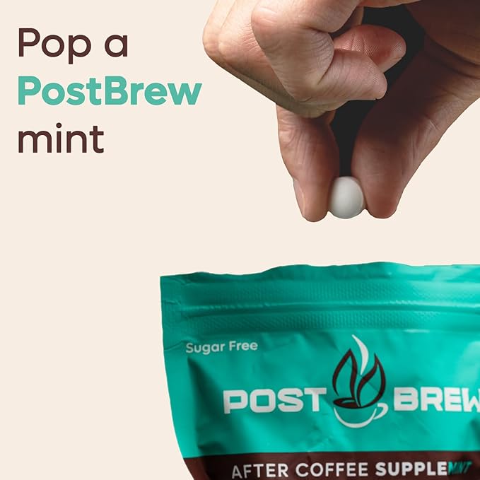 PostBrew Mints Xylitol After Coffee SuppleMINT– Sugar-Free, Aspartame-Free Mint, Neutralize pH & Odor, Support Oral Health & Freshen Breath (4 pack, 30 Count Each)