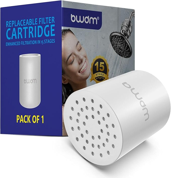 15 Stage Shower Filter Cartridge,High output Universal replacement filter cartridge, Remove Chlorine Heavy Metals and Other Sediments, Reduces Dry Itchy Skin Dandruff BWDM.Pack of 1