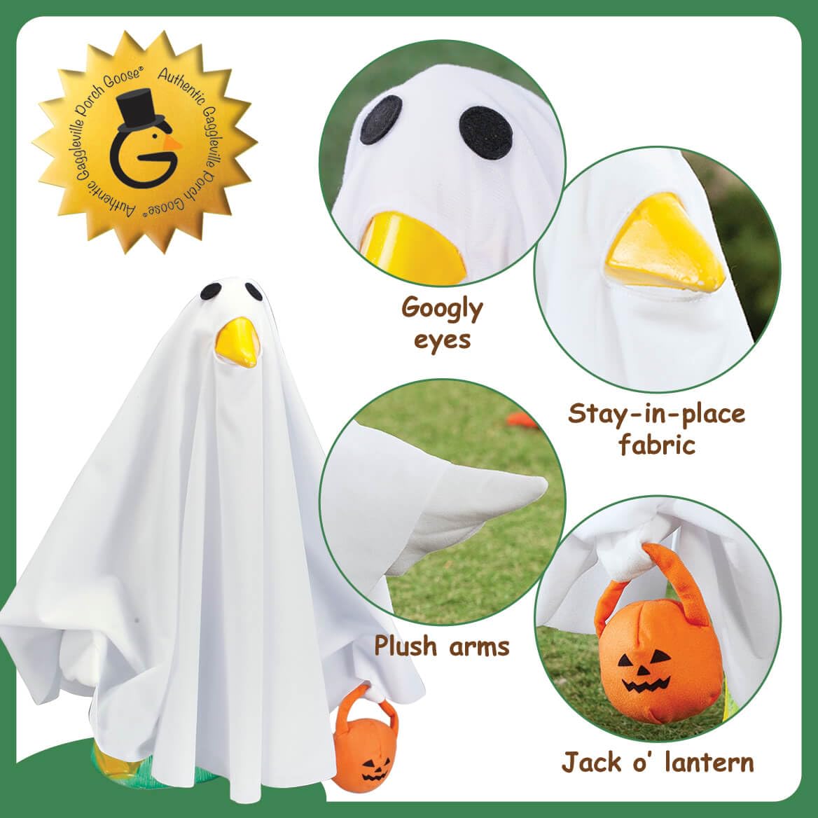 GAGGLEVILLE Ghost Goose Outfit, Fits Large 23" H Statue