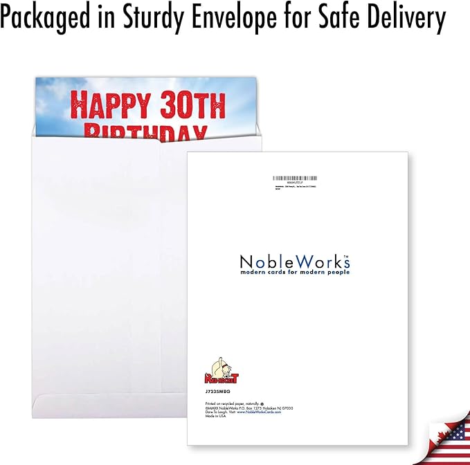 NobleWorks - 30th Funny Birthday Greeting Card (8.5 x 11 Inch) - 30 Years Old, Big Milestone Birthday Humor Card from Group - See You Soon 30 J7235MBG