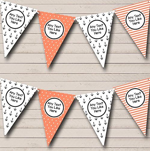 Sailing Nautical Beach Seaside Black Coral Personalized Birthday Party Bunting - Hanging Party Decoration - Birthday Party Banner Garland | Decorative Party Supplies