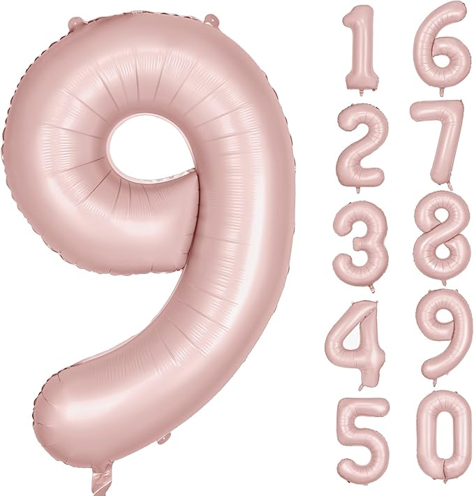 40 inch Pink Number Balloon Light Pink 9 Balloon Matte pink Number 9 Balloon for 9th Birthday Party Decorations