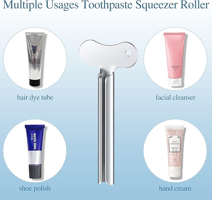 ZOCONE Toothpaste Squeezer, 12pcs Metal Tube Squeezer Key Stainless Steel Toothpaste Roller Tube Wringer for Paint, Cream, Cosmetic and Hair Dye(A)