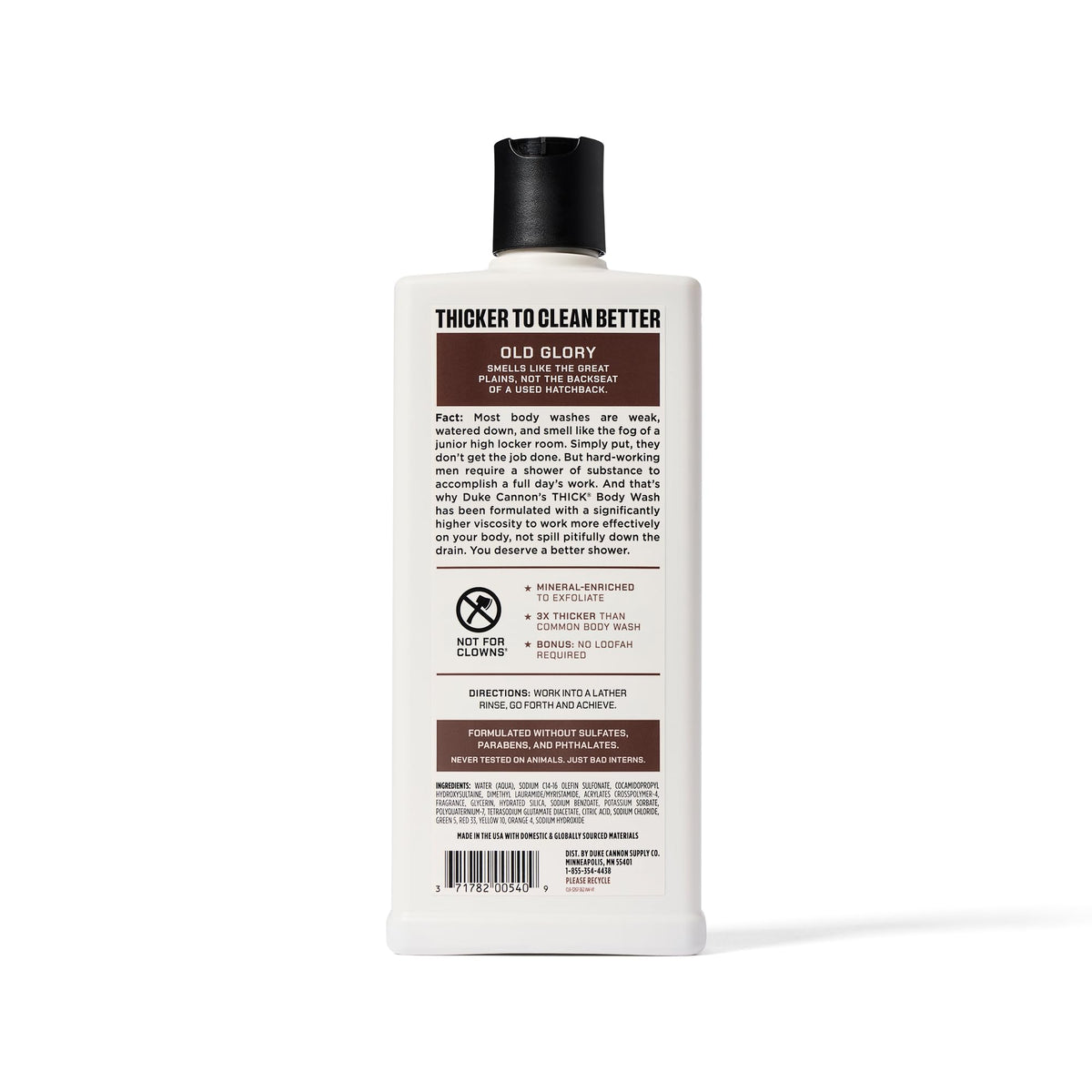 Duke Cannon Supply Co. Thick High Viscosity Body Wash – 3X Thicker, Cleansing Shower and Bath Gel, Mineral-Enriched for Men – Tobacco Leaf + Leather - Men’s Body Scrub – Old Glory Scent