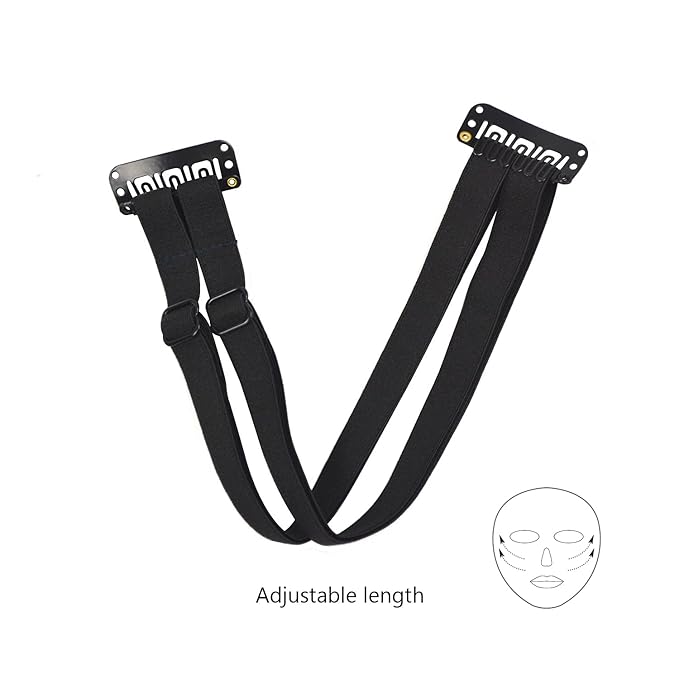 4 Pcs Facelift Bands with Clips Invisible Face Stretching Lifting Strap Adjustable Elastic Band Face Slimming Band (24cm Black Double Bands)